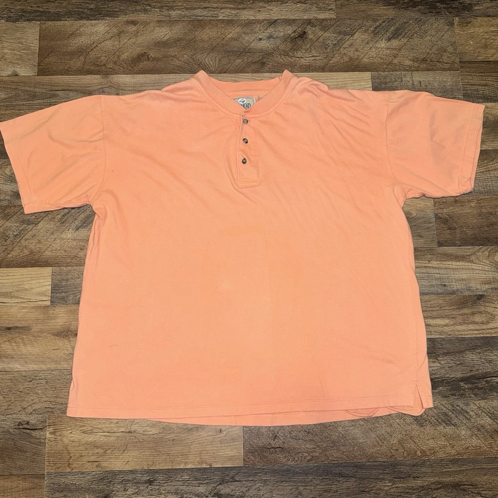 RedHead Henley Shirt Mens Large Orange Short Sleeve Cotton Casual